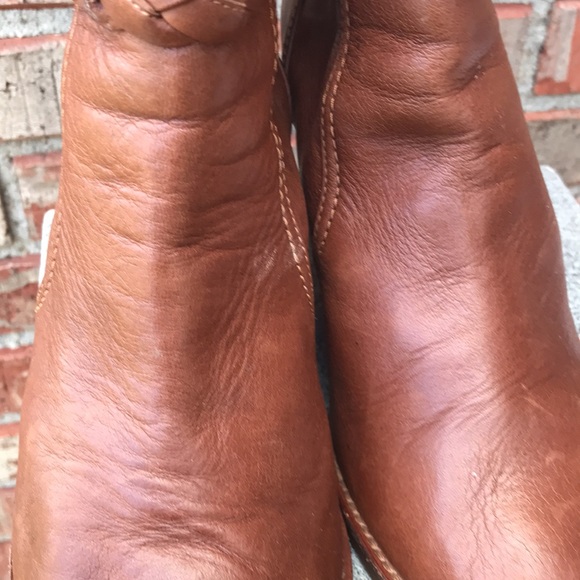 🚨B2G1 JOHNSTON & MURPHY Brown Leather Braid Strap  Wedge Booties - Picture 8 of 11